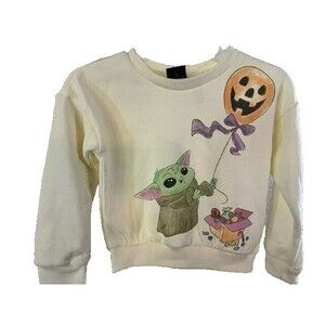 Disney Star Wars Grogu Toddler Size 5T Cream Graphic Sweatshirt Halloween